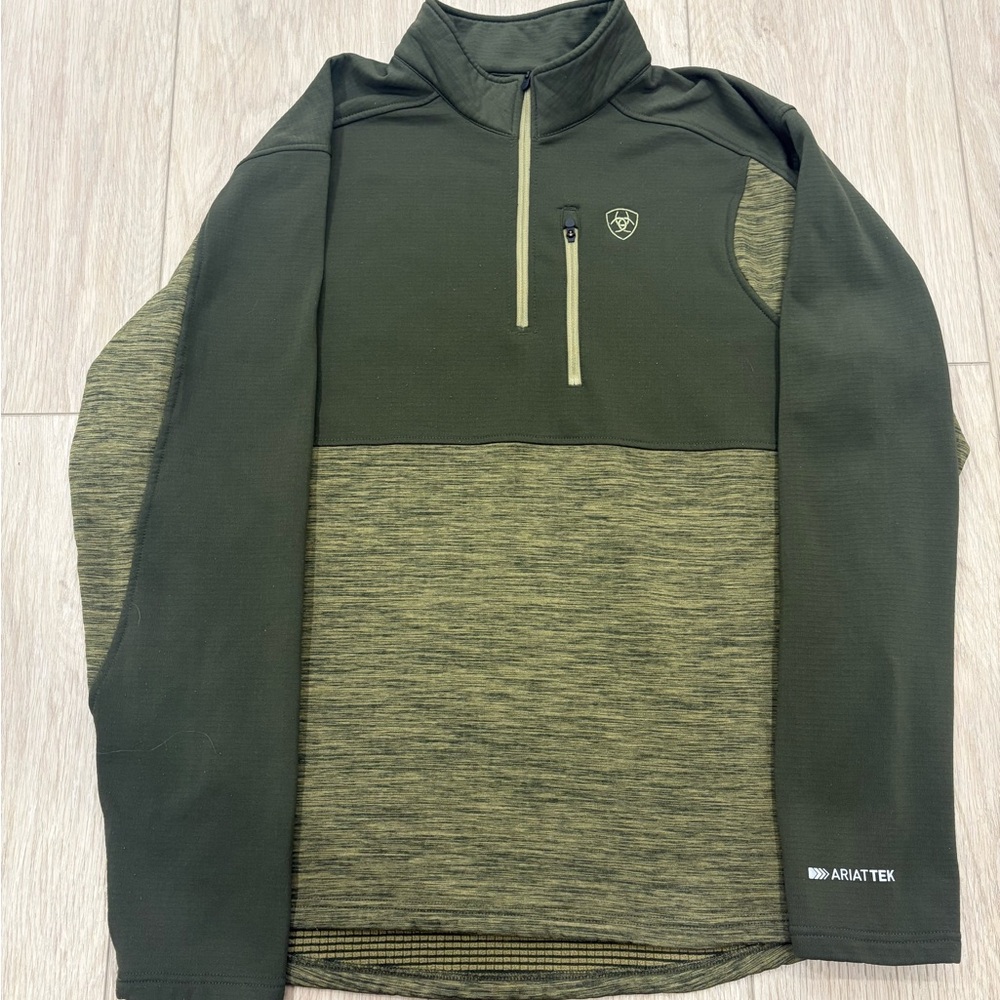 Ariat Tek Cold Series 1/4 Zip Mens Size Large Long Sleeve Pullover Sweater Green